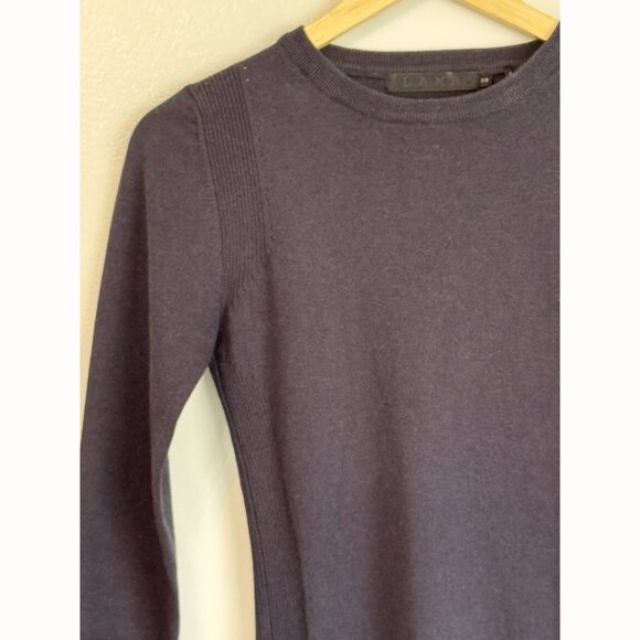L.A.M.B Gwen Stefani Women  Wool Blend Sweater Small Petite Navy Blue Zip Sides - Picture 5 of 7